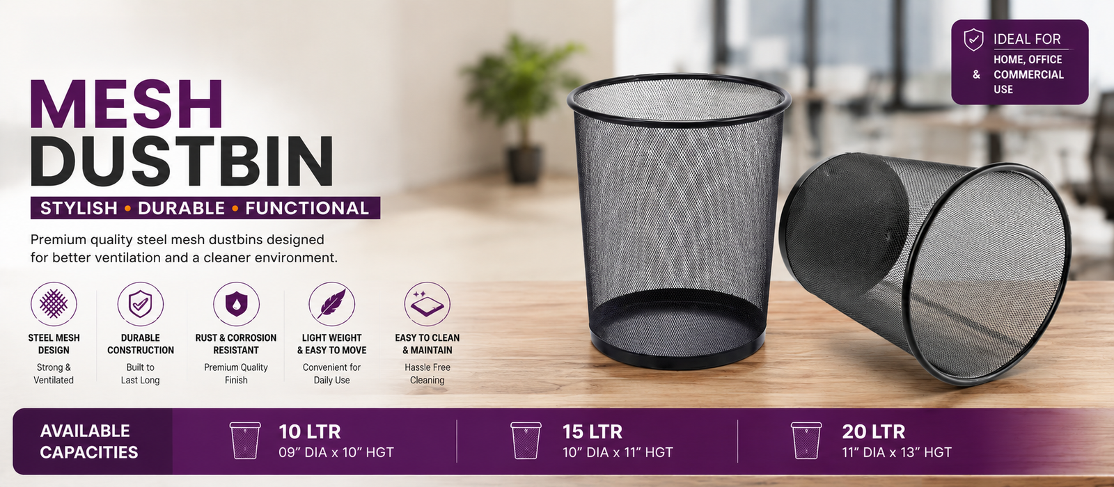 Nelkon Mesh Dustbin — Stylish, Durable, Functional