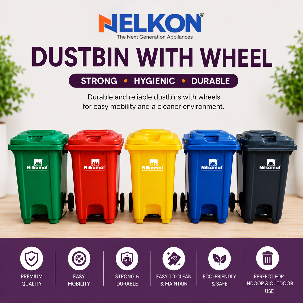 Nelkon Dustbin with Wheel