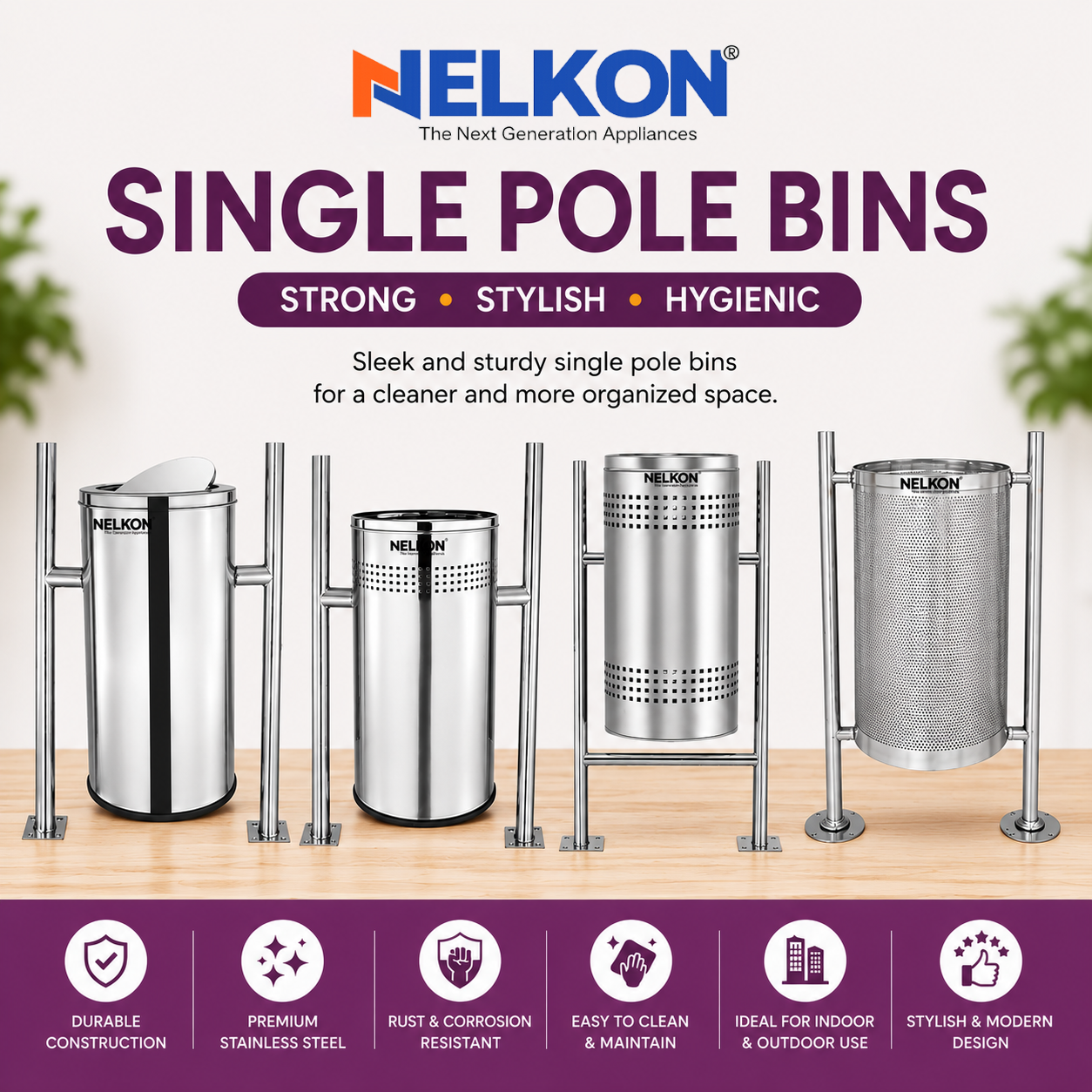 Nelkon Single Pole Bins